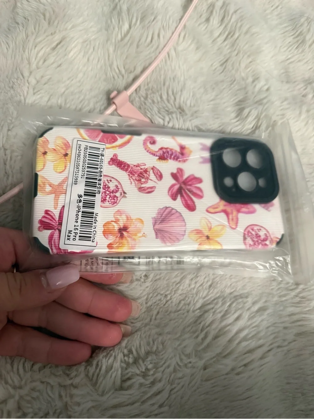 Floral Seashell Phone Case for iPhone 16 Pro Max - Pink & Yellow - Picture 4 of 5